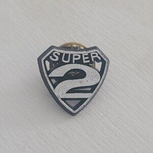 Super Two 2 Crest Vintage Silver & Black Lapel Pin